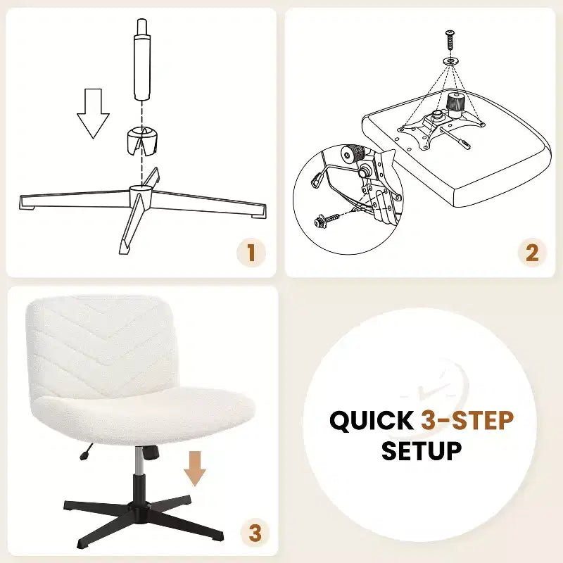 Chaise de bureau pivotante en tissu - Sans accoudoirs, hauteur réglable, assise large, capacité de 136 kg