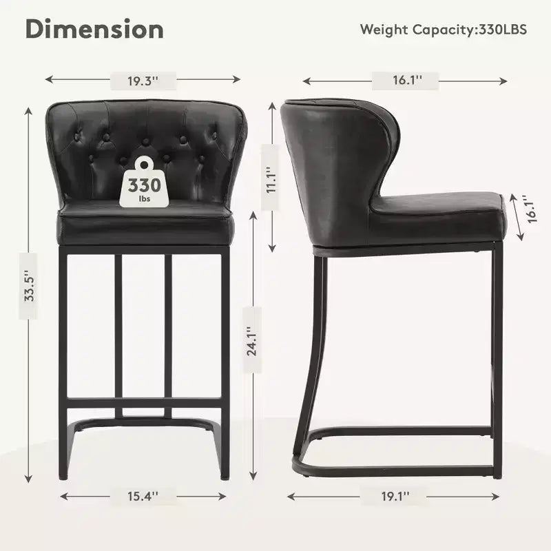 Tabourets de bar hauteur comptoir 61 cm – Rembourrage similicuir, structure métallique