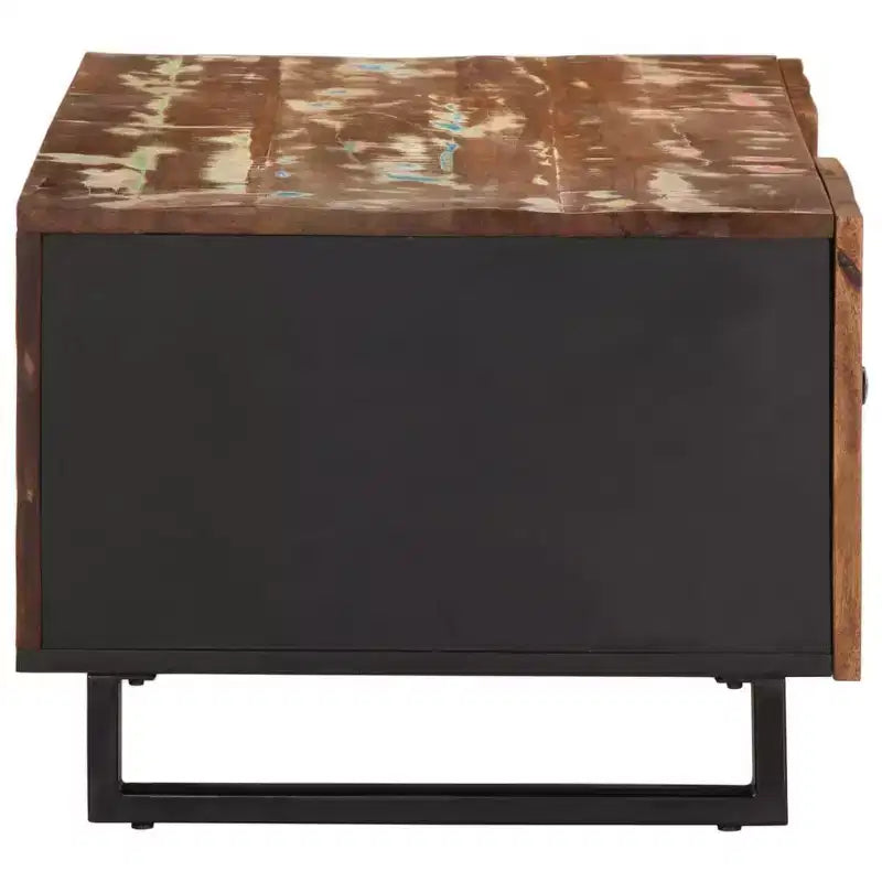 Table basse en bois recyclé avec compartiments de rangement - Style industriel, Couleurs mélangées