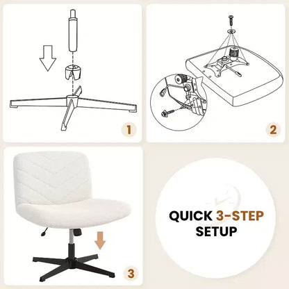 Chaise de bureau pivotante en tissu - Sans accoudoirs, hauteur réglable, assise large, capacité de 136 kg