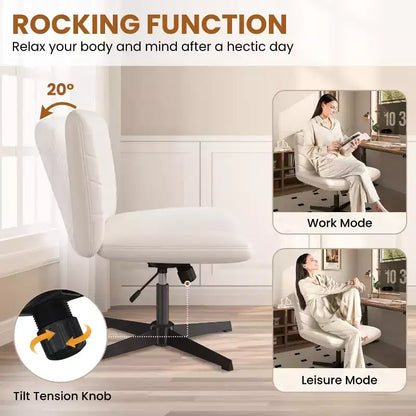 Chaise de bureau pivotante en tissu - Sans accoudoirs, hauteur réglable, assise large, capacité de 136 kg