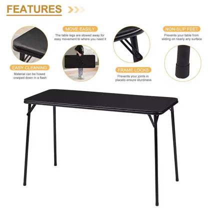 4ft Portable Folding Table with Hanging Bag - Heavy Duty HDPE, 300 lb Capacity, Black