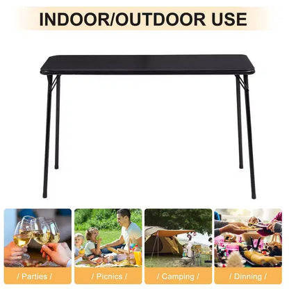 4ft Portable Folding Table with Hanging Bag - Heavy Duty HDPE, 300 lb Capacity, Black