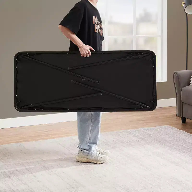 4ft Portable Folding Table with Hanging Bag - Heavy Duty HDPE, 300 lb Capacity, Black