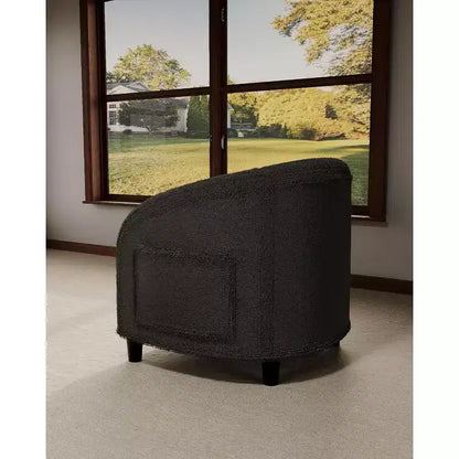 Fauteuil tonneau en velours avec assise rembourrée et accoudoirs incurvés – Capacité de 136 kg, assemblage sans outils