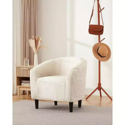 Fauteuil tonneau en velours avec assise rembourrée et accoudoirs incurvés – Capacité de 136 kg, assemblage sans outils