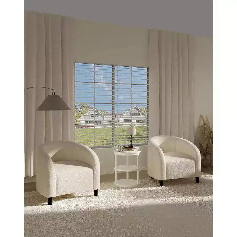 Fauteuil tonneau en velours avec assise rembourrée et accoudoirs incurvés – Capacité de 136 kg, assemblage sans outils