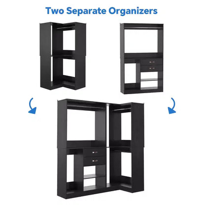 71-Inch Freestanding Closet System with Drawers, 3 Hanging Rods & 7 Shelves - MDF