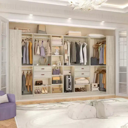 71-Inch Freestanding Closet System with Drawers, 3 Hanging Rods & 7 Shelves - MDF