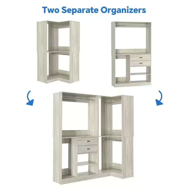 71-Inch Freestanding Closet System with Drawers, 3 Hanging Rods & 7 Shelves - MDF