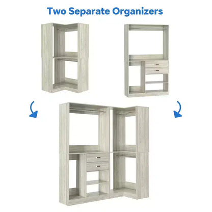 71-Inch Freestanding Closet System with Drawers, 3 Hanging Rods & 7 Shelves - MDF