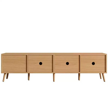 70-Inch Rattan Door TV Stand with 2 Drawers & Solid Wood Legs - Fits up to 80-Inch TVs, Natural