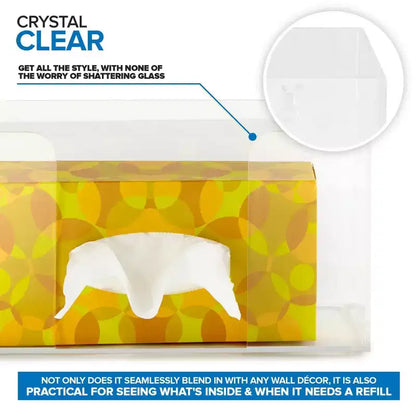 Distributeur mural en acrylique pour gants et boîte de mouchoirs – Transparent, boîte simple, matériel de fixation inclus