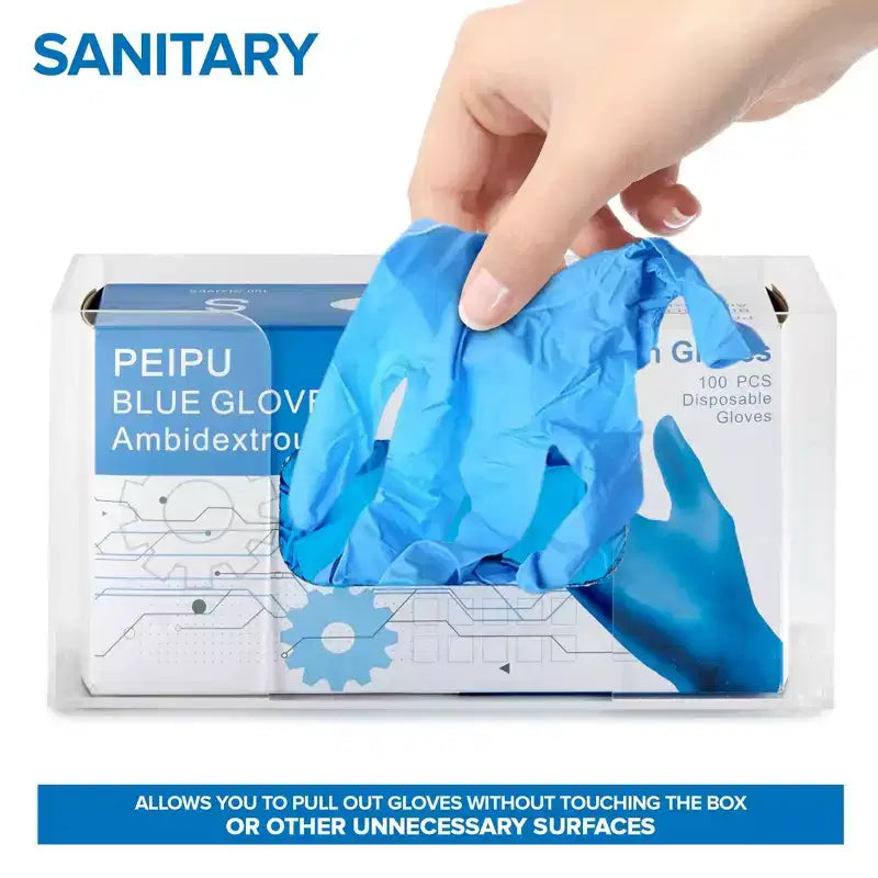 Distributeur mural en acrylique pour gants et boîte de mouchoirs – Transparent, boîte simple, matériel de fixation inclus