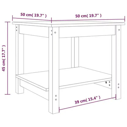 Table basse carrée en pin massif avec étagère de rangement - Blanc, 50 x 50 x 45 cm