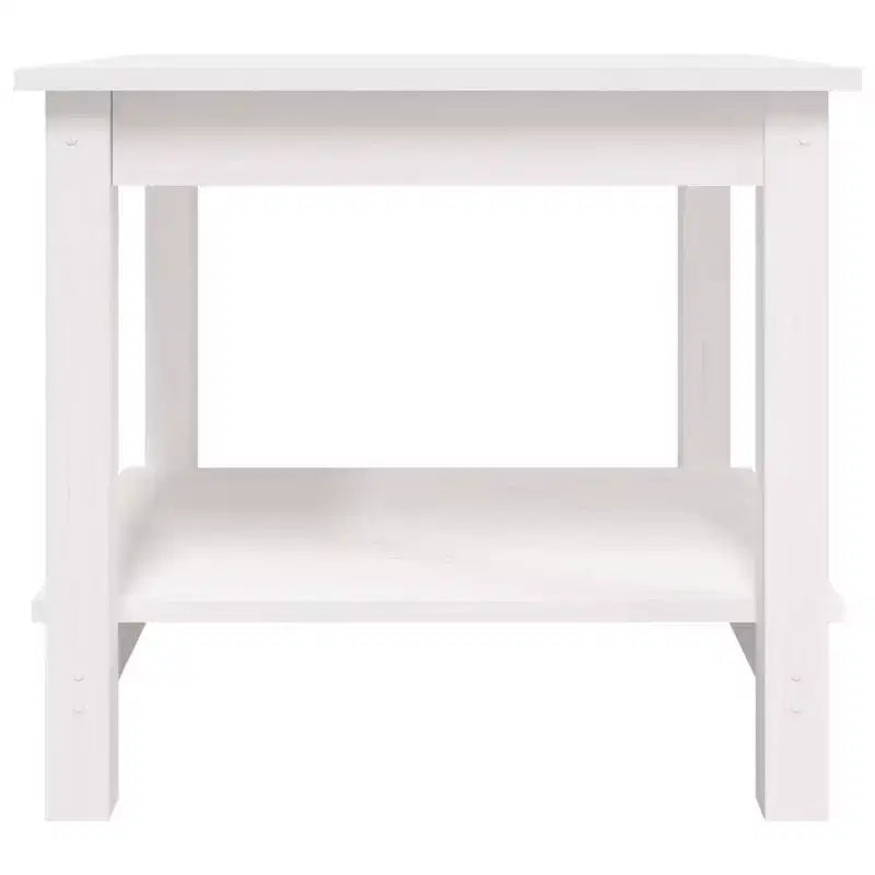 Table basse carrée en pin massif avec étagère de rangement - Blanc, 50 x 50 x 45 cm