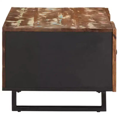 Table basse en bois recyclé avec compartiments de rangement - Style industriel, Couleurs mélangées