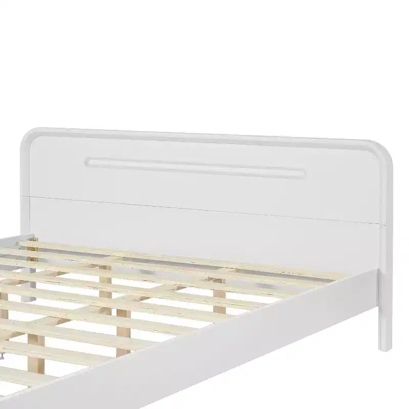 Lit plateforme en pin avec tête de lit incurvée - Grand lit/Très grand lit, capacité de 360 kg, sans sommier