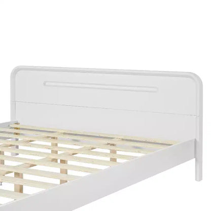 Lit plateforme en pin avec tête de lit incurvée - Grand lit/Très grand lit, capacité de 360 kg, sans sommier