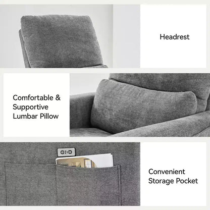 Fauteuil inclinable pivotant motorisé - Rotation à 270°, Chargement USB/Type-C, Soutien lombaire, 158 kg